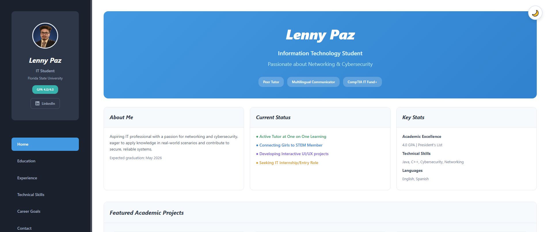 Interactive Resume Website screenshot